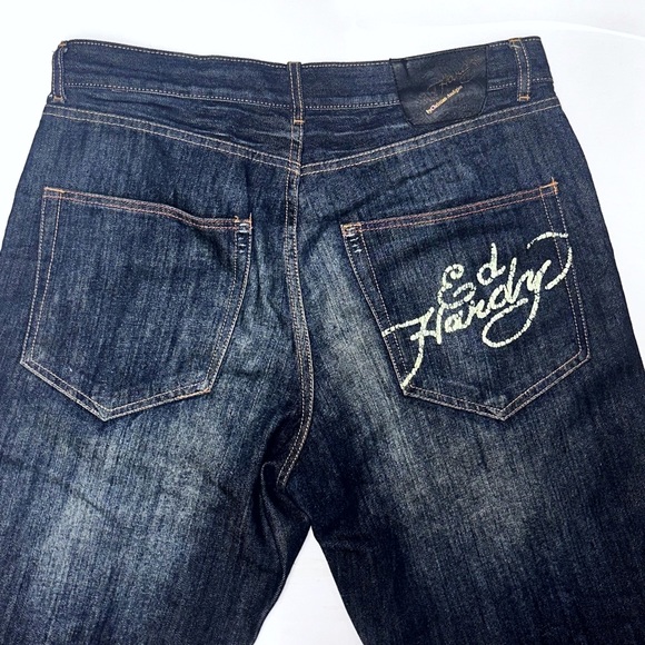 Ed Hardy mens jeans 36 x 34 new w/o tag unworn graphic pants vintage y2k fashion - Picture 6 of 9